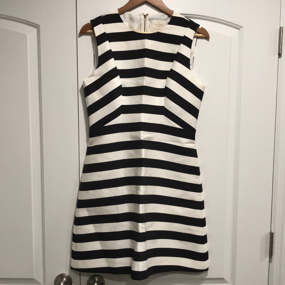 NWOT! - KATE SPADE ‘Marilella’ Cotton & Silk Blend Stripe Dress w/Gold Zipper